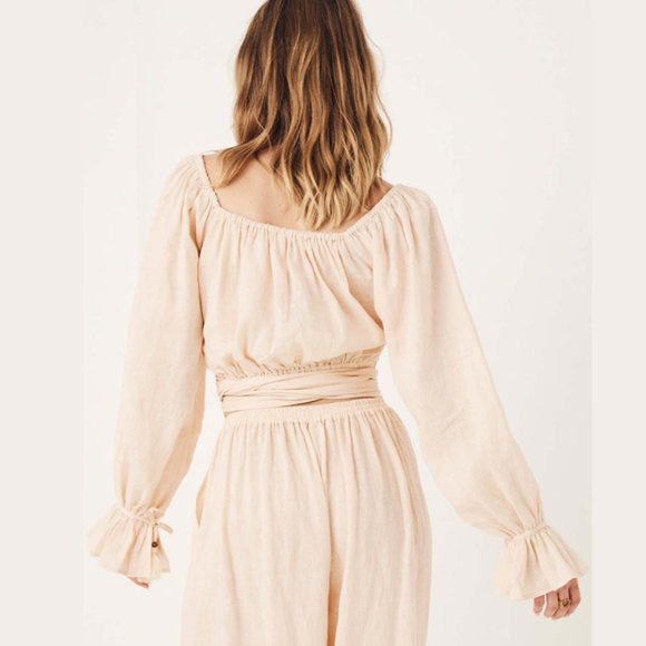 Cream Spell & The Gypsy Collective Mae Linen Top in Meringue - Picture 5 of 17